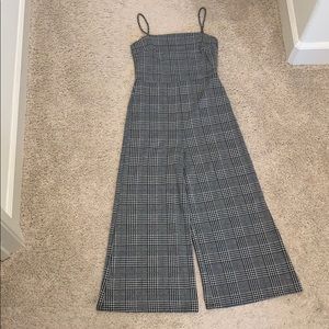 Gingham spaghetti strap flare leg jumpsuit
